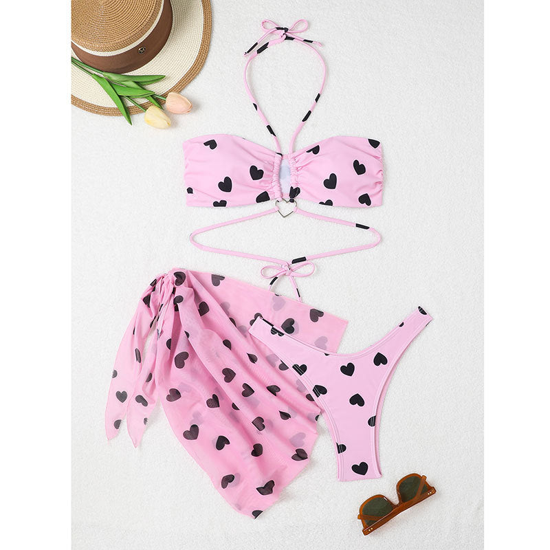 Wave dot three piece bikini set - Classyfashion24.com