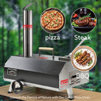 Portable 12" Wood-Fired Outdoor Pizza Oven with Rotating Turntable