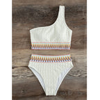 White single shoulder split swimsuit - Classyfashion24.com