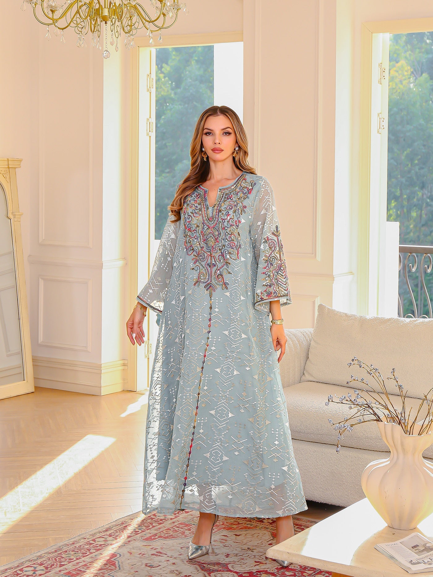 Middle East Muslim Long Robe Embroidered Women's Long Dress - Classyfashion24.com