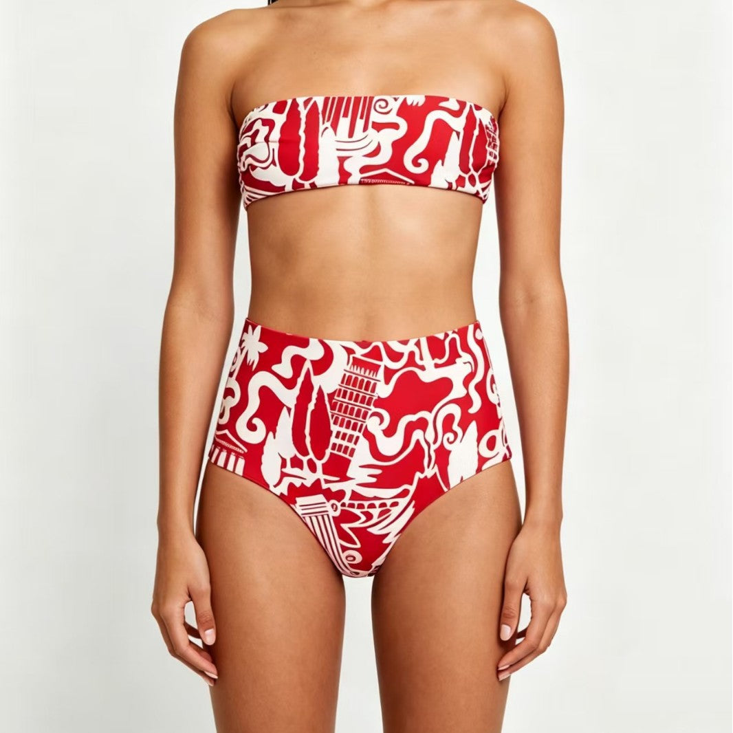 Separate Bikini Set Sexy Printed Multi-color Strapless Swimwear - Classyfashion24.com