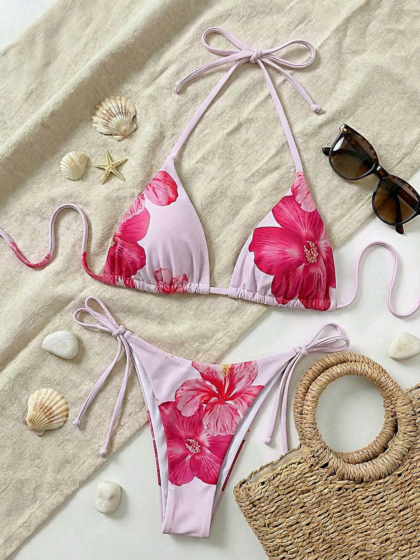 Bikini Swimwear Set, Sexy Separated Bikini, Beach Vacation Tie-up Halter Swimsuit - Classyfashion24.com