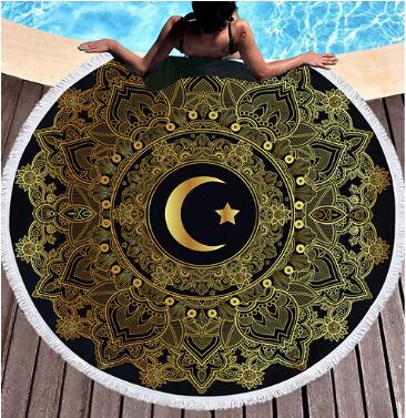Round Moon 3D-Print Bohemian Beach Towel Tapestry