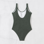 Bikini Swimwear for Women, Pure Color One-Piece Backless High-Waisted Swimsuit - Classyfashion24.com