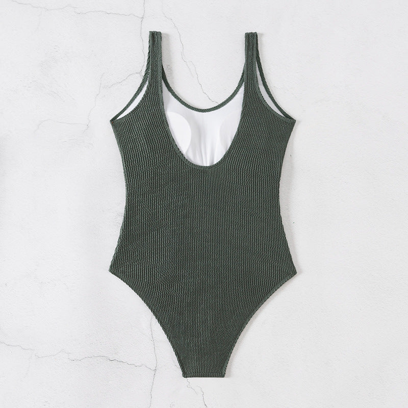 Bikini Swimwear for Women, Pure Color One-Piece Backless High-Waisted Swimsuit - Classyfashion24.com