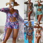 Swimsuit long sleeved mesh three piece bikini top - Classyfashion24.com
