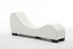 Modern Yoga Chaise Lounge – Curved Faux Leather Accent Chair in White