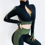 Seamless Yoga Set with Zip-Up Top & Leggings - Classyfashion24.com