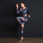 Printed 2-Piece Yoga Set with Zipper Top