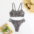 Leopard print multi rope hollow swimsuit bikini - Classyfashion24.com