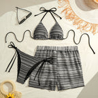 Striped split swimsuit for women