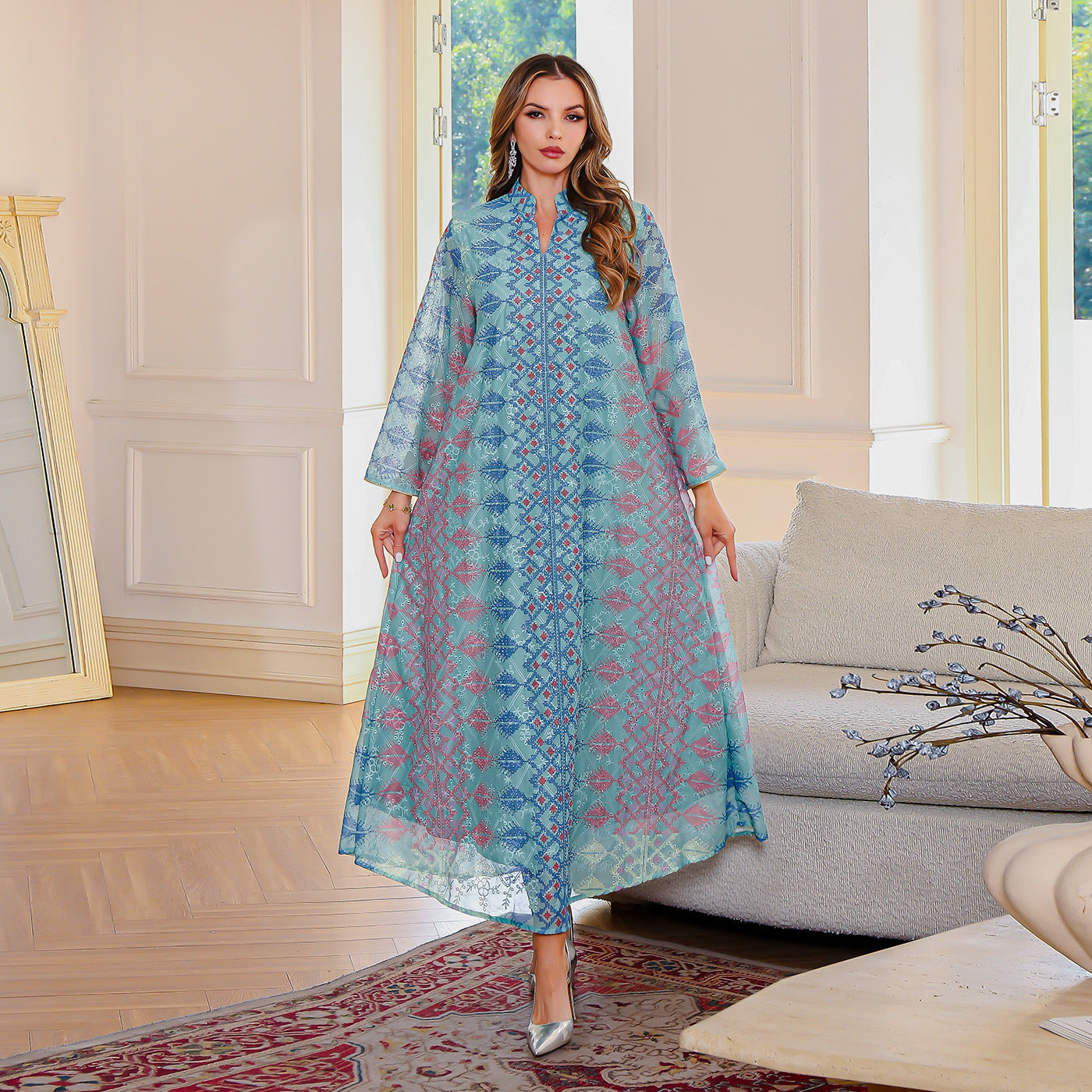 Muslim Embroidered Robe Middle Eastern Clothing Printed Dress - Classyfashion24.com
