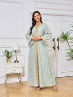 Evening Dress Muslim Dress Bottom Grab Flower Gold Stamping Fashion Robe - Classyfashion24.com