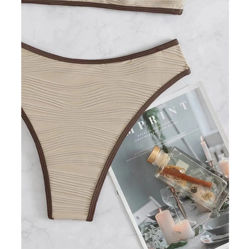 Solid color strapless high waisted bikini - Classyfashion24.com