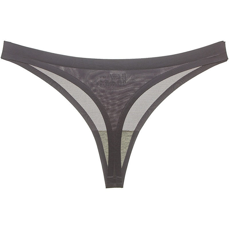 Classyfashionz Women's Sexy Transparent Ice Silk Low Waist G-String Briefs in a sleek design with seamless edges.