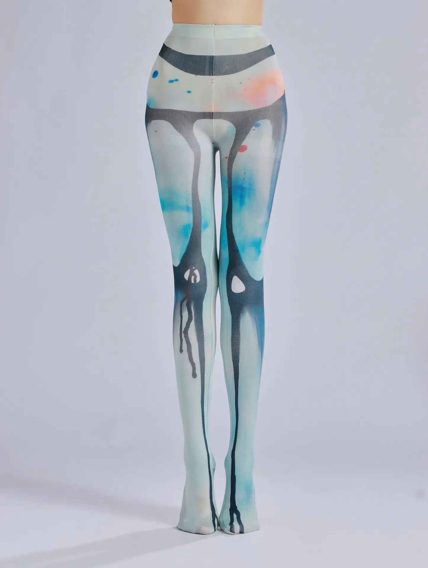 Dark patterned printed pantyhose with ink flow and personalized bottom socks