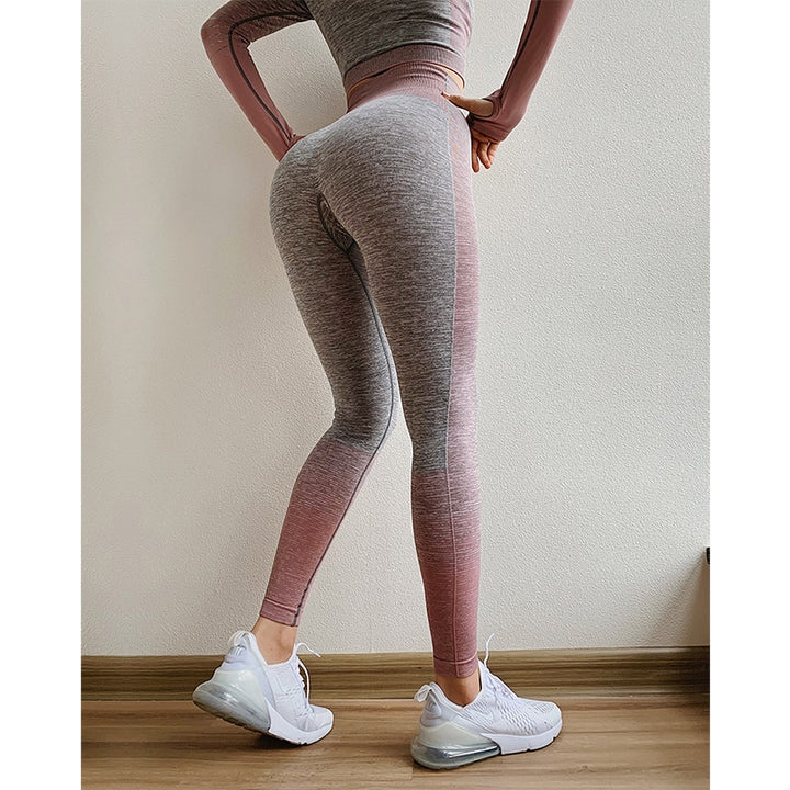 Seamless Long Sleeve Crop Top Yoga Leggings Set: Perfect for Active Women