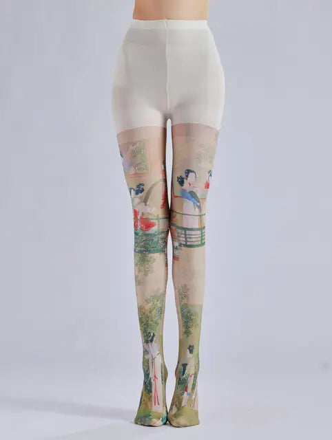 Pattern Printed Pantyhose – Retro and Personalized Bottom Socks