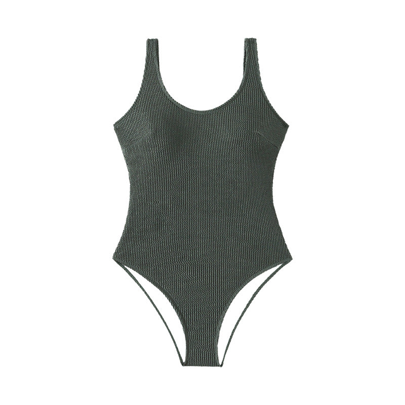 Bikini Swimwear for Women, Pure Color One-Piece Backless High-Waisted Swimsuit - Classyfashion24.com