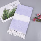 Turkish Striped Fringe Beach Towel – Quick Dry - Classyfashion24.com