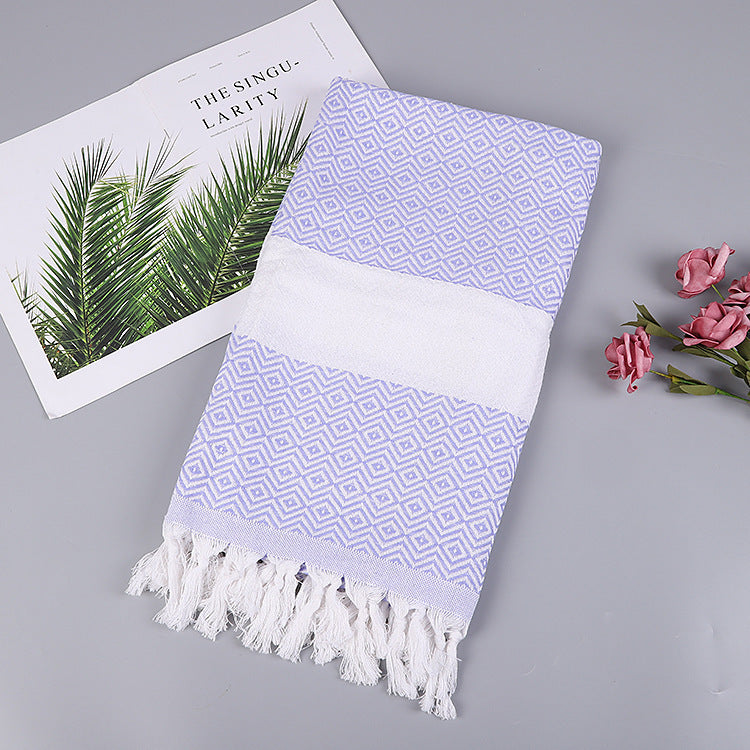 Turkish Striped Fringe Beach Towel – Quick Dry
