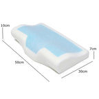 Orthopedic Memory Foam Cool Gel Pillow with anti-snore design, measuring 50cm x 30cm x 10cm, featuring a blue gel layer.