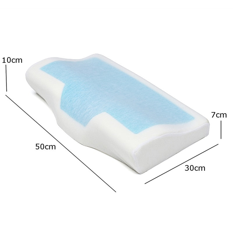 Orthopedic Memory Foam Cool Gel Pillow with anti-snore design, measuring 50cm x 30cm x 10cm, featuring a blue gel layer.