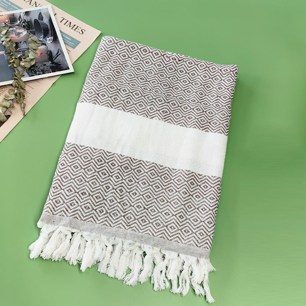 Turkish Striped Fringe Beach Towel – Quick Dry