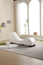 Modern Yoga Chaise Lounge – Curved Faux Leather Accent Chair in White