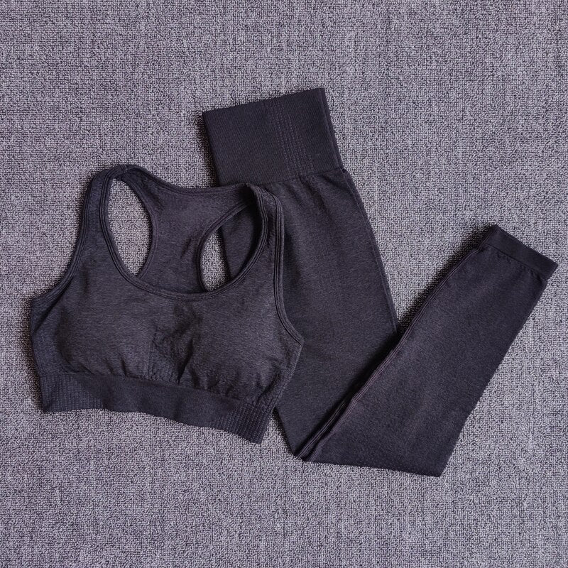 Seamless Yoga Set with Crop Top & Leggings