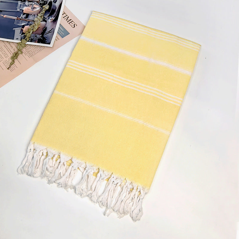 Turkish Striped Fringe Beach Towel – Quick Dry