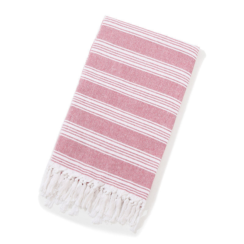 Turkish Striped Fringe Beach Towel – Quick Dry