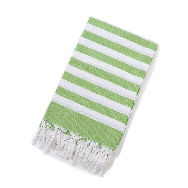 Turkish Striped Fringe Beach Towel – Quick Dry