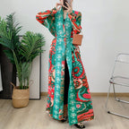 Folded Muslim New Robe Versatile Long sleeved Coat Coat Coat Cloak Printed Women's Fashion - Classyfashion24.com