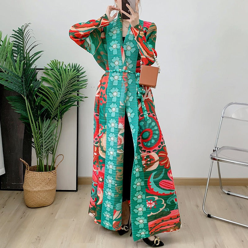 Folded Muslim New Robe Versatile Long sleeved Coat Coat Coat Cloak Printed Women's Fashion - Classyfashion24.com