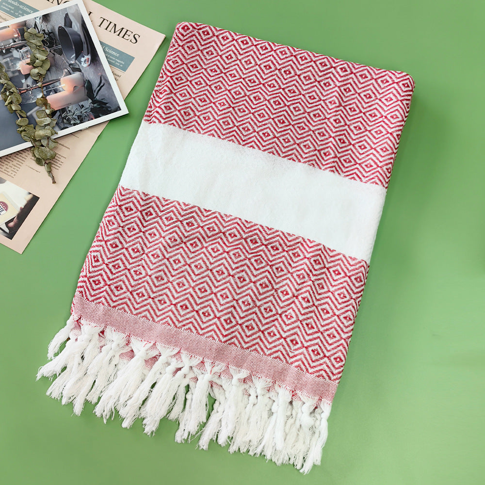 Turkish Striped Fringe Beach Towel – Quick Dry