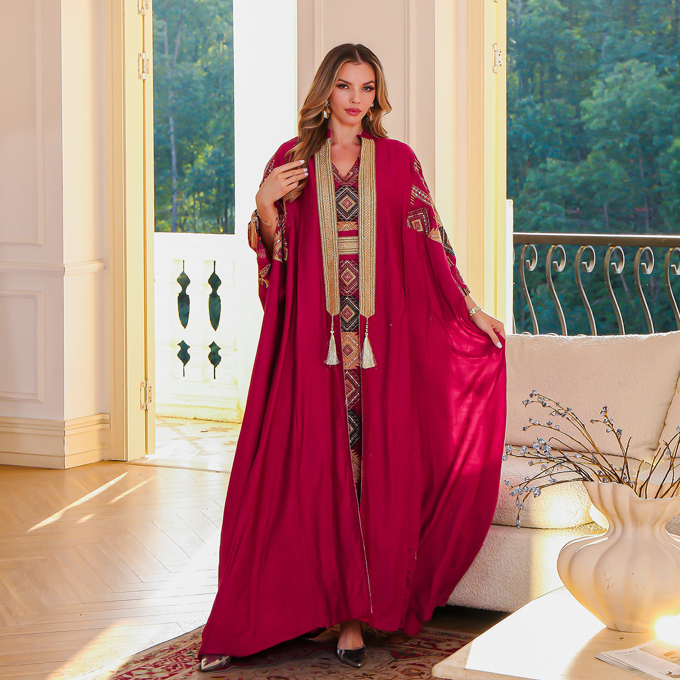 Muslim Embroidered  Luxury Evening Dress Two-piece Set - Classyfashion24.com