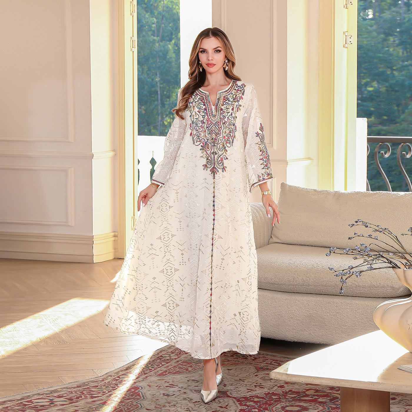 Middle East Muslim Long Robe Embroidered Women's Long Dress - Classyfashion24.com