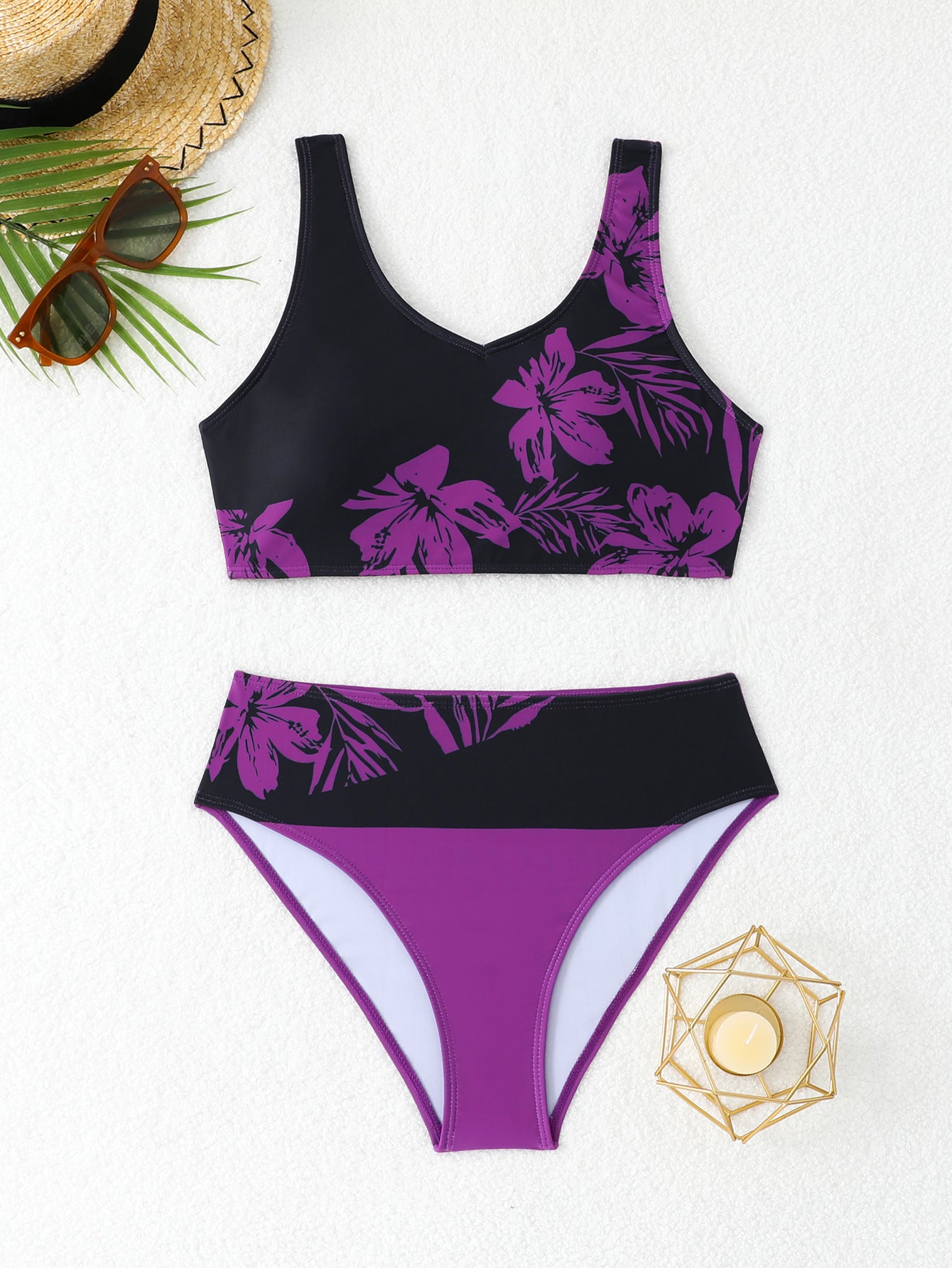 Ladies' split swimsuit with chest cushion - Classyfashion24.com