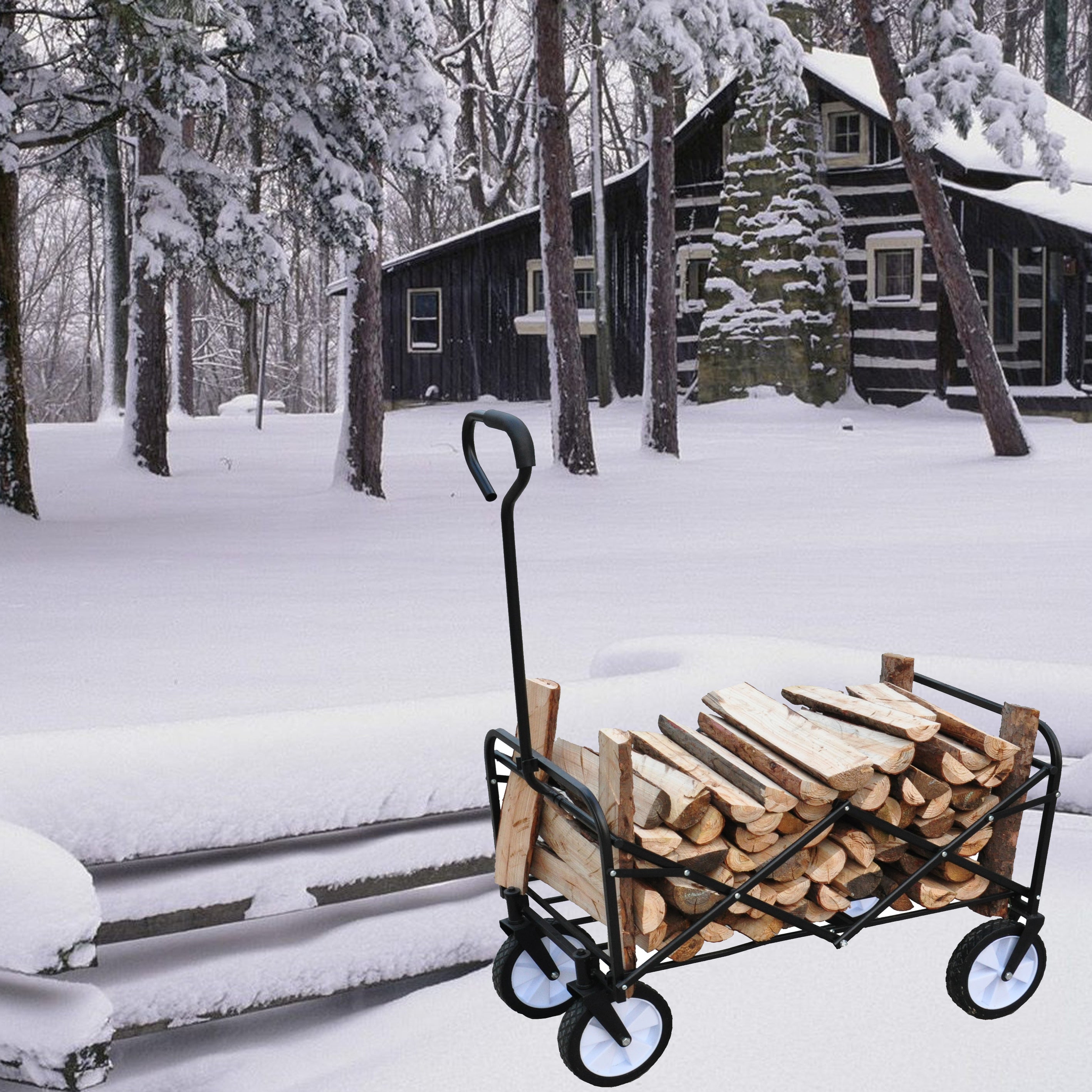 Heavy Duty Folding Utility Wagon – Collapsible All-Terrain Garden & Beach Cart