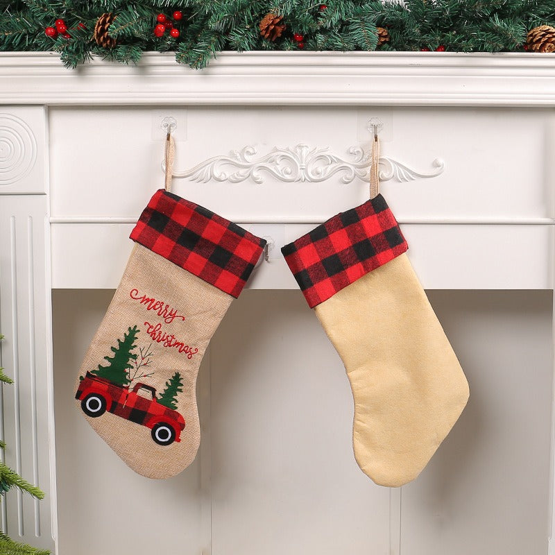 Checkered Christmas Socks Candy Gift Bags - Classyfashion24.com