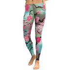 Pink Plum Blossom Leggings – Digital Print High Waist Fitness Workout Pants