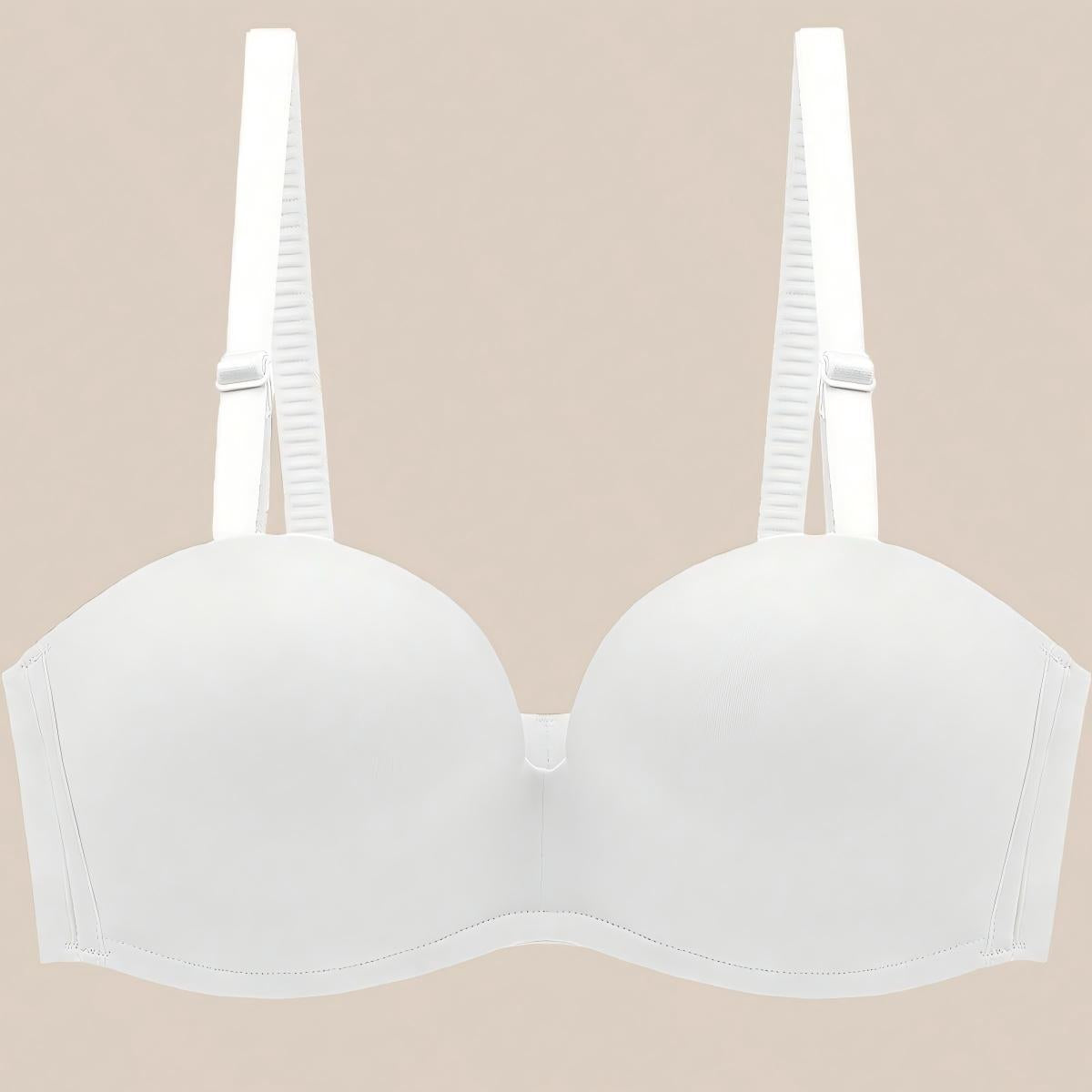 Women's Seamless Anti-Slip Gathered Comfort Bra in white, featuring smooth cups and adjustable straps.