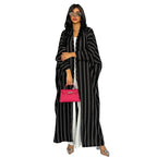 Muslim European and American women's cardigan long striped jacket Abaya zebra print - Classyfashion24.com