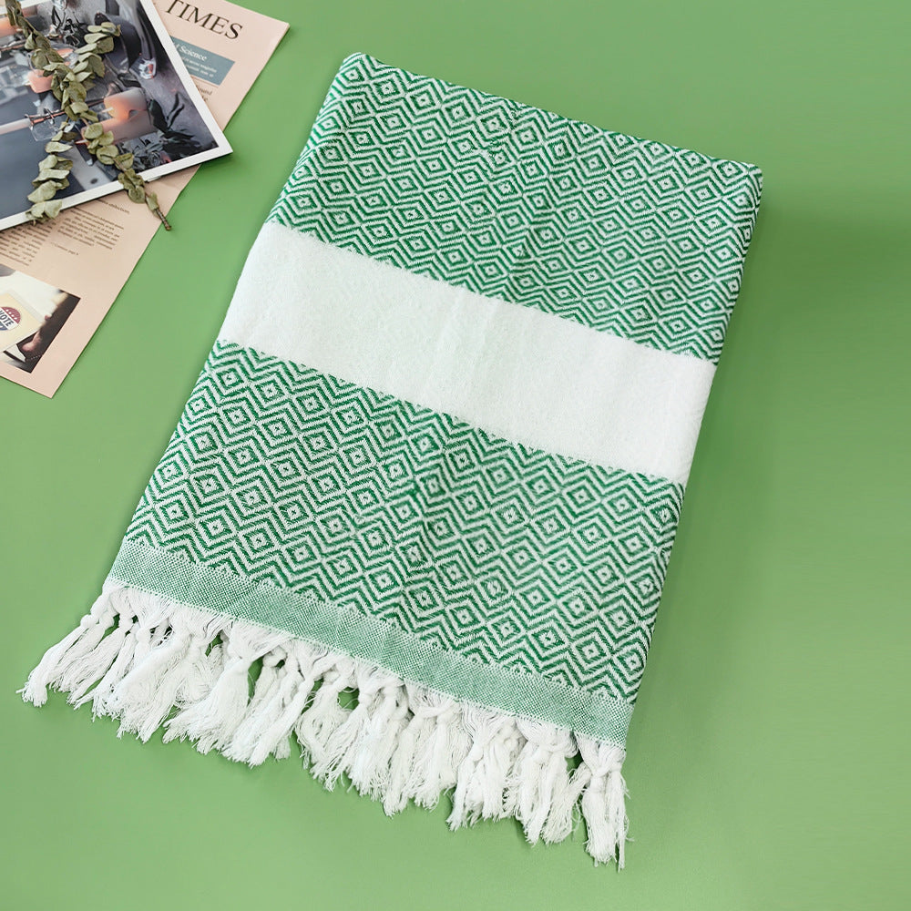 Turkish Striped Fringe Beach Towel – Quick Dry