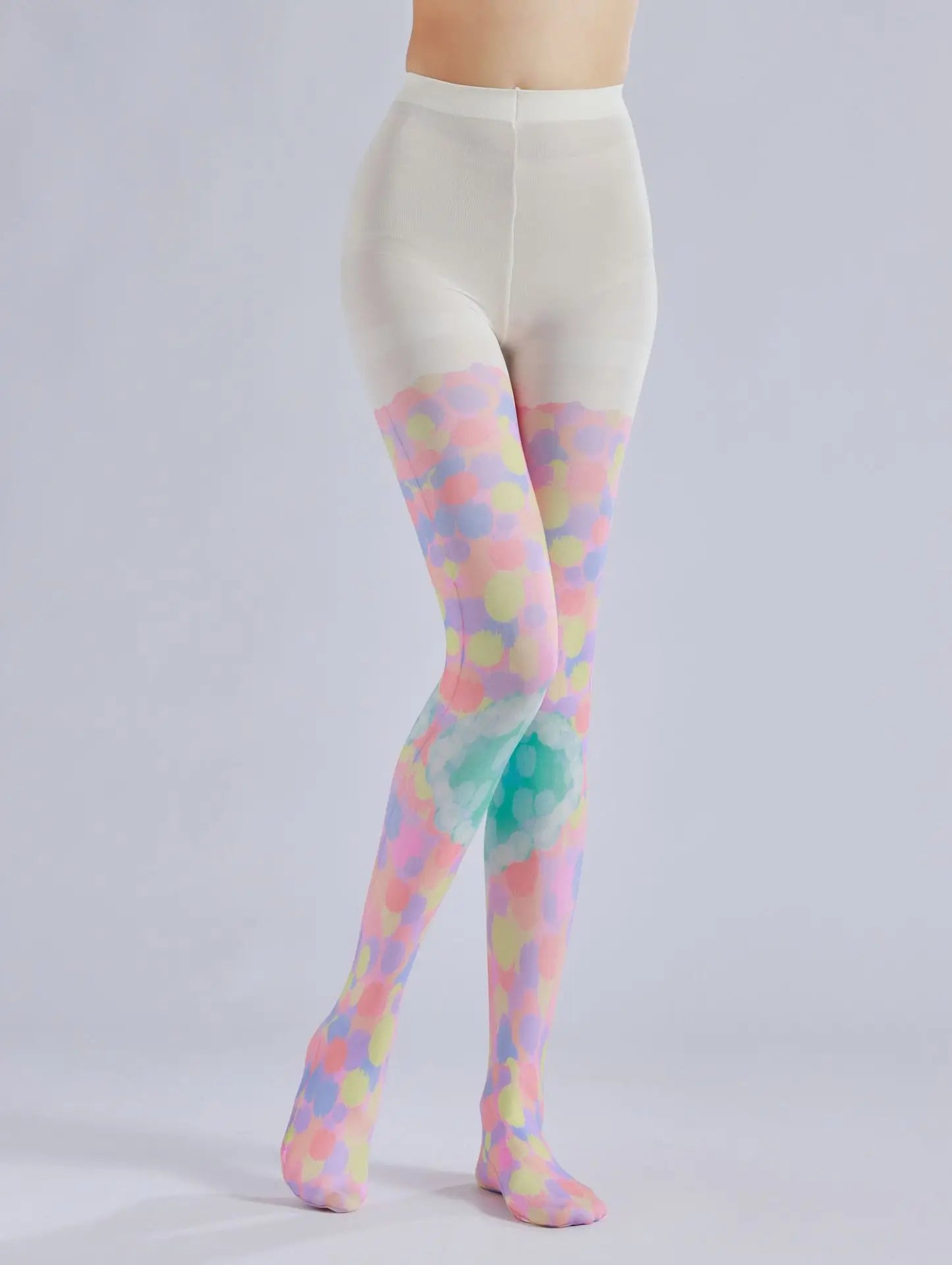Heart Printed Pantyhose – Color Block Stacked Colorful Pattern Socks