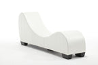 Modern Yoga Chaise Lounge – Curved Faux Leather Accent Chair in White