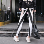 High-Waisted Spliced Elastic Waistband Leggings - Classyfashion24.com