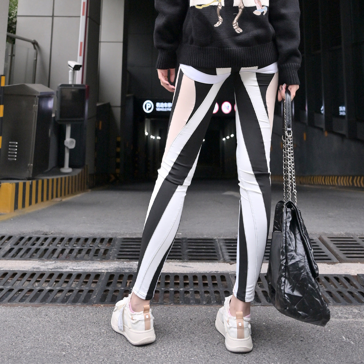 High-Waisted Spliced Elastic Waistband Leggings - Classyfashion24.com