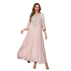 Middle Eastern Muslim Women's  with Rope Embroidery Dubai Long Dress Evening Gown, Arabic Saudi Embroidered Kaftan - Classyfashion24.com